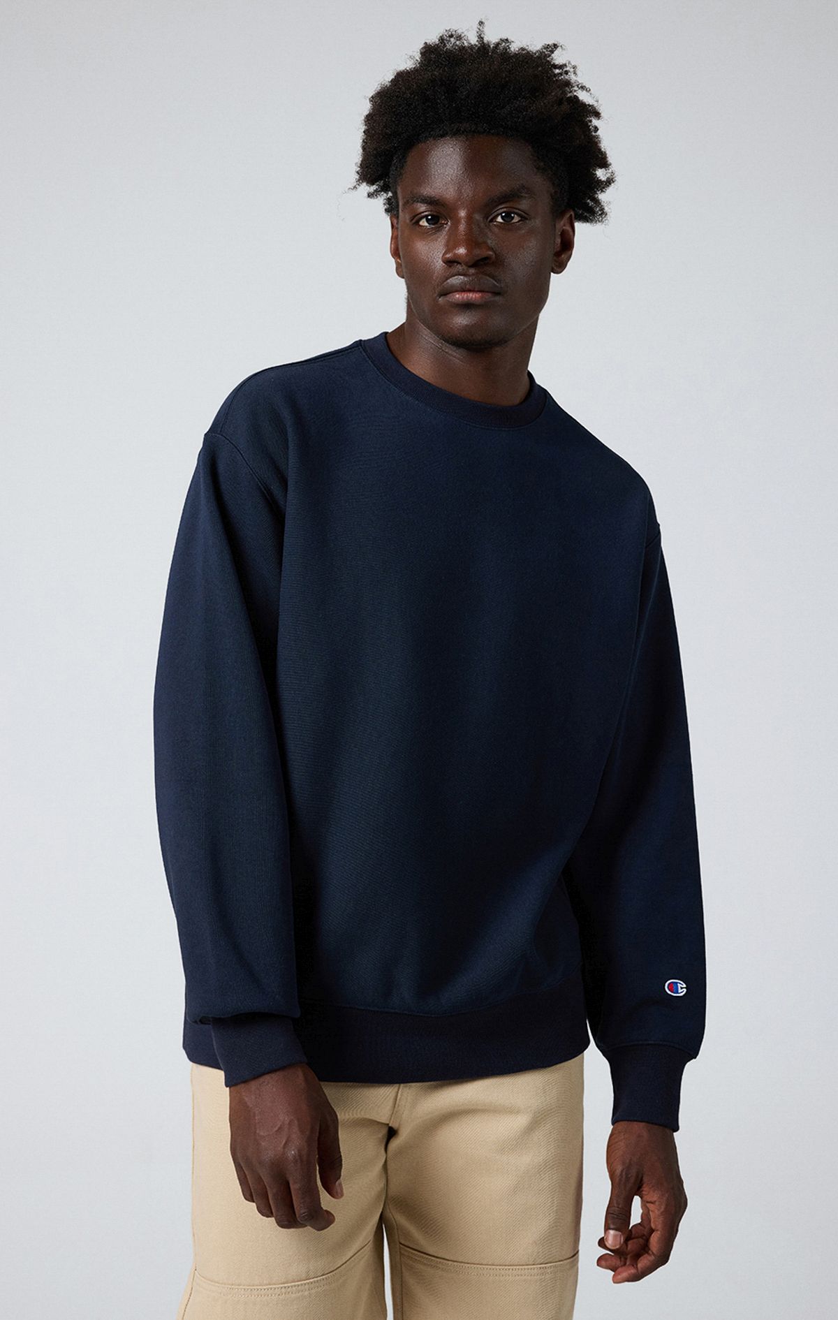 Reverse Weave Erkek Siyah Standard Fit Crewneck Sweatshirt