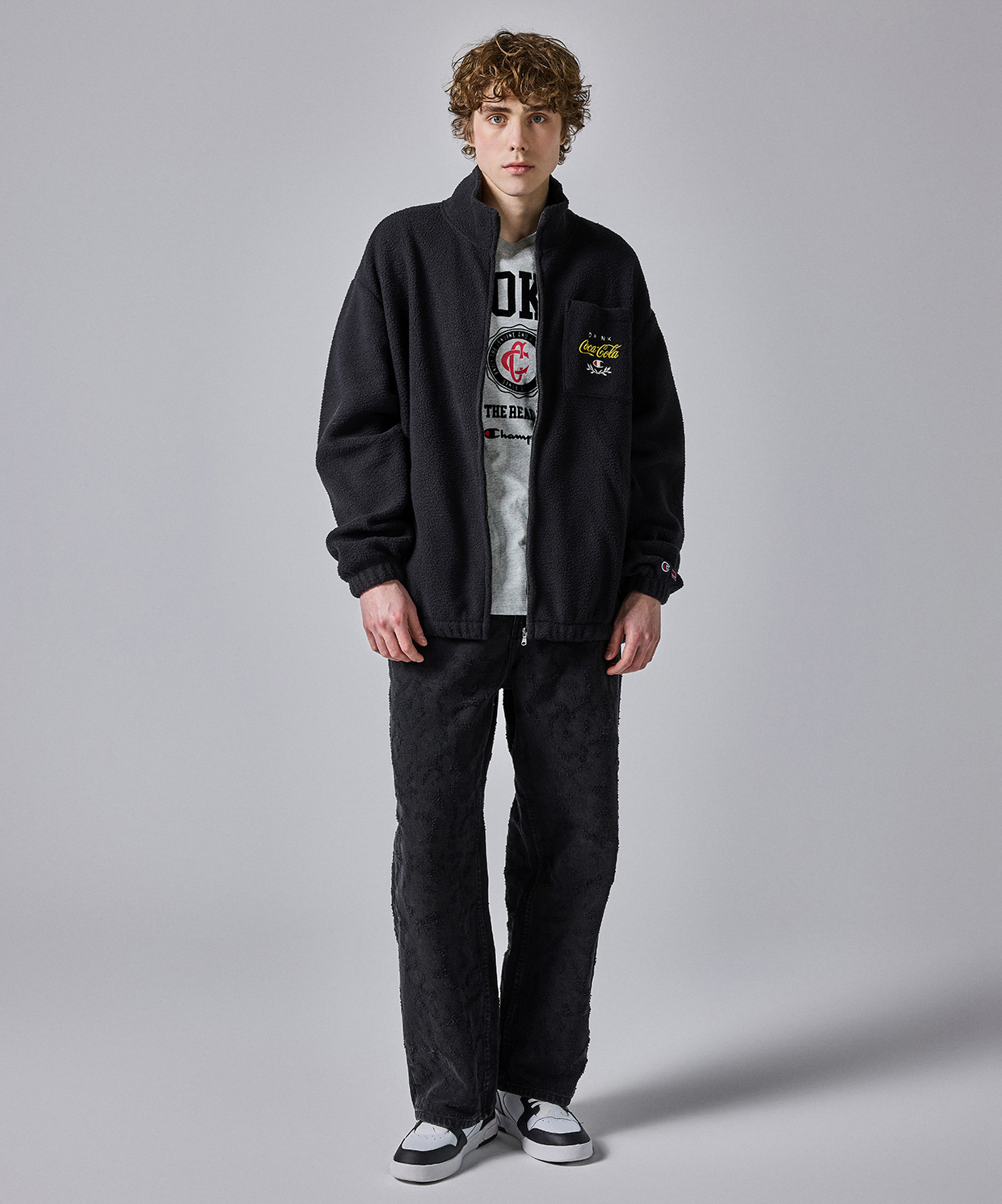 Champion x Coca Cola Erkek Siyah Cozy Fit Full Zip Top | Champion