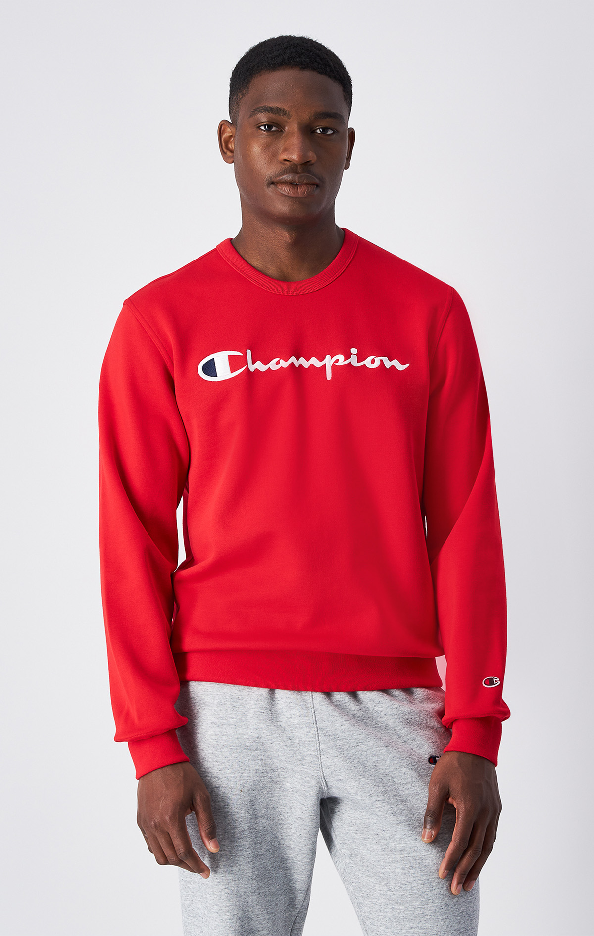 Script Shop Erkek Kırmızı Slim Fit Crewneck Sweatshirt | Champion