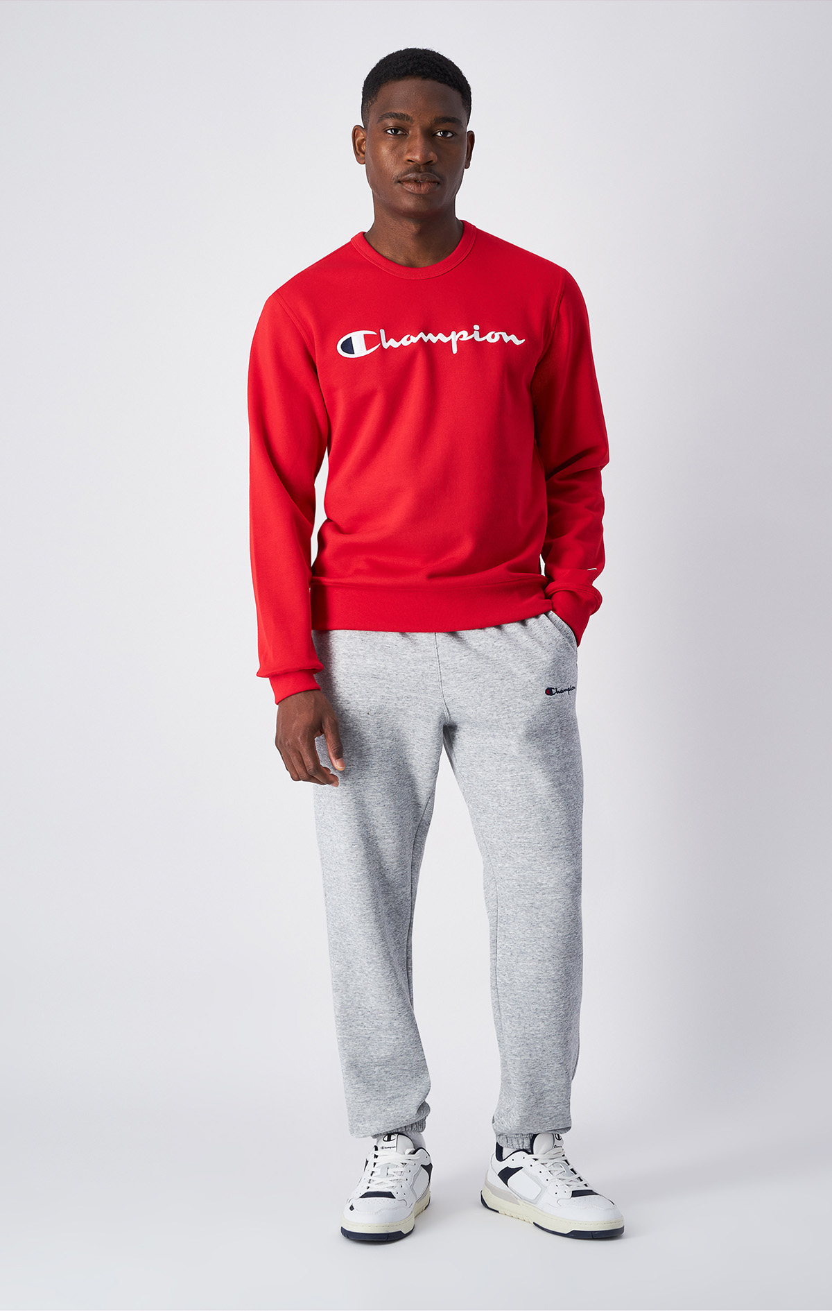 Script Shop Erkek Kırmızı Slim Fit Crewneck Sweatshirt | Champion