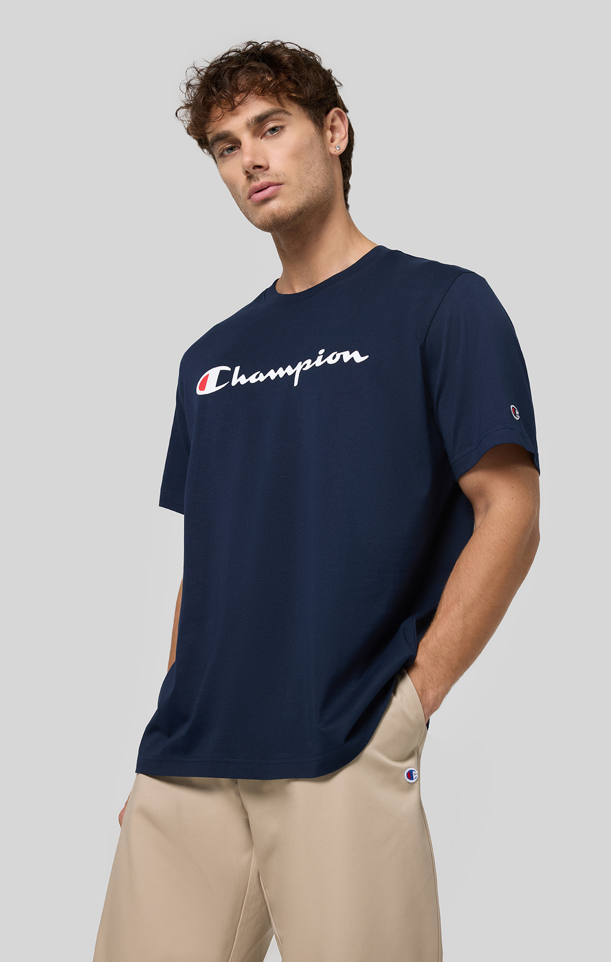 Icons Erkek Lacivert Standard Fit SS Tee | Champion Türkiye