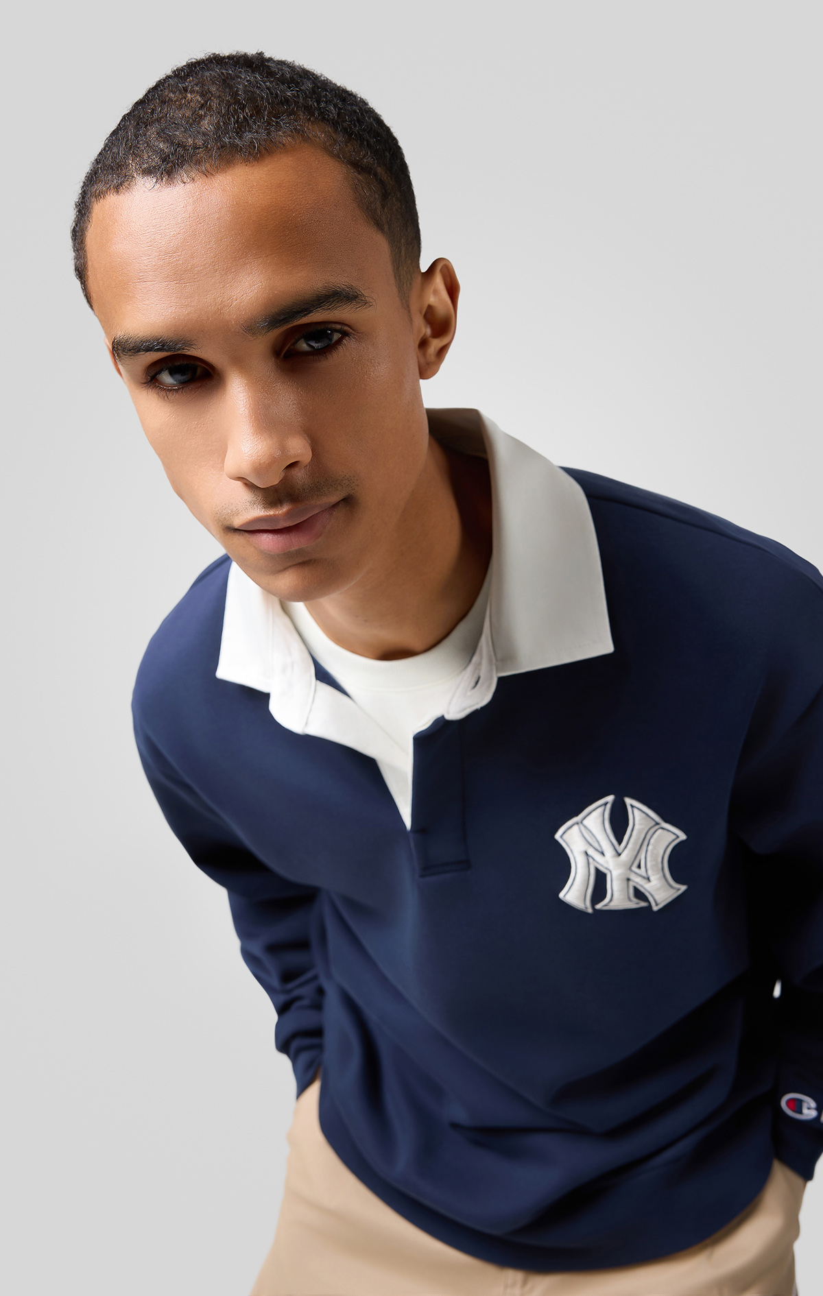 MLB Erkek Lacivert Standard Fit Polo Neck Sweatshirt | Champion