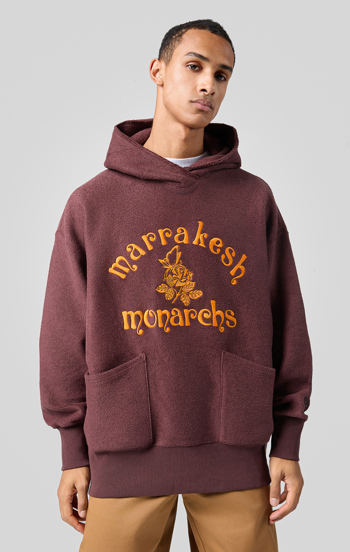 Index & Archive Erkek Kahverengi Custom Fit Hooded Sweatshirt