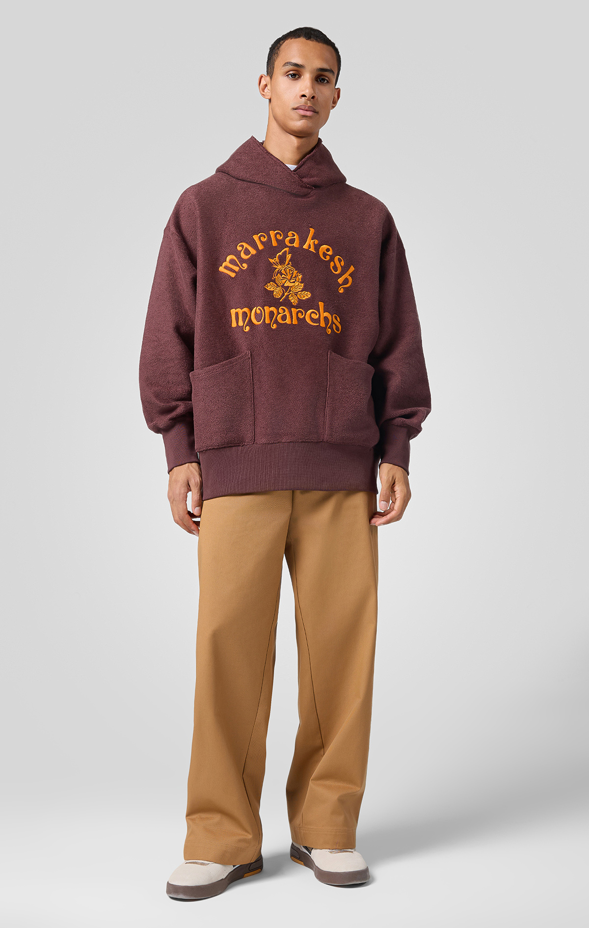 Index & Archive Erkek Kahverengi Custom Fit Hooded Sweatshirt