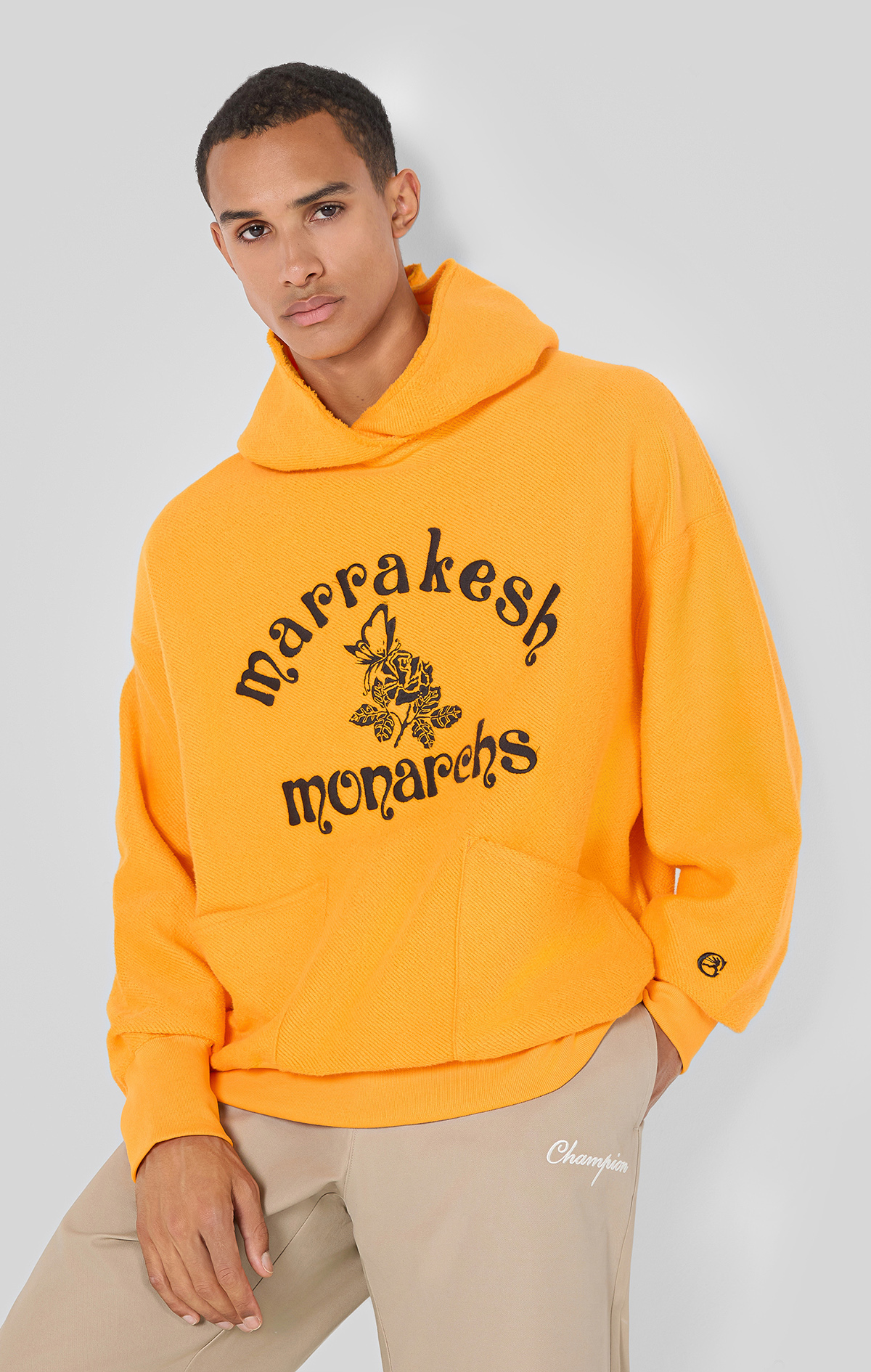 Index & Archive Erkek Kahverengi Custom Fit Hooded Sweatshirt