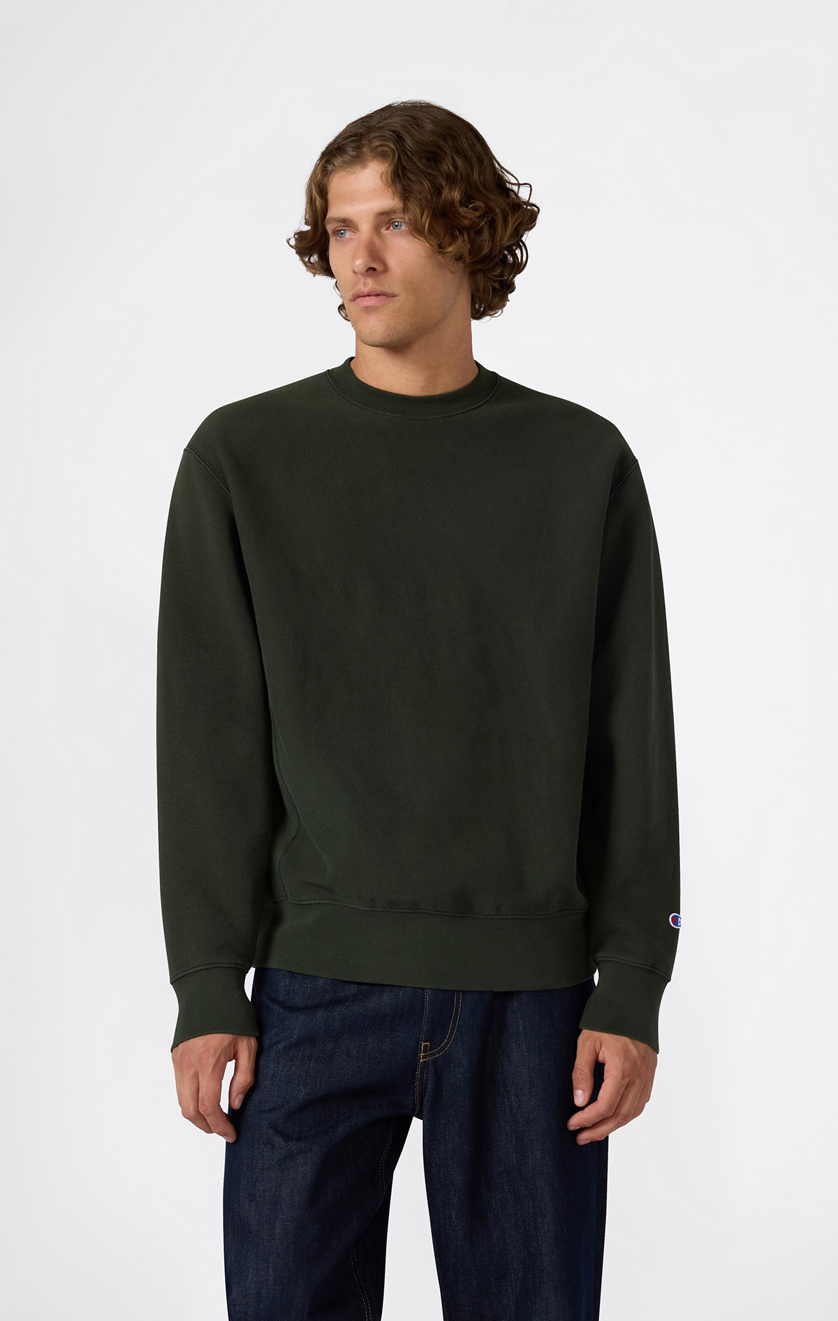 Reverse Weave Core Erkek Siyah Crewneck Sweatshirt | Champion Türkiye