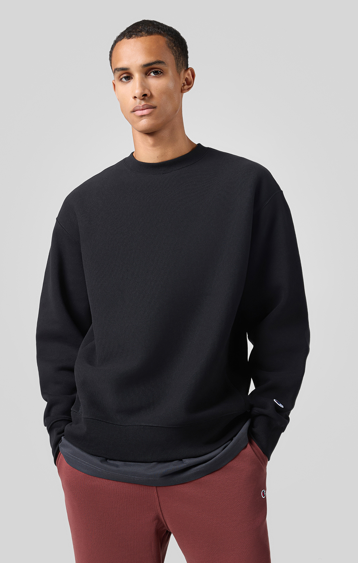 CLUBHAUS “The Crew” Crewneck - BLACK Reverse Weave Core Erkek Siyah Crewneck Sweatshirt | Champion Türkiye