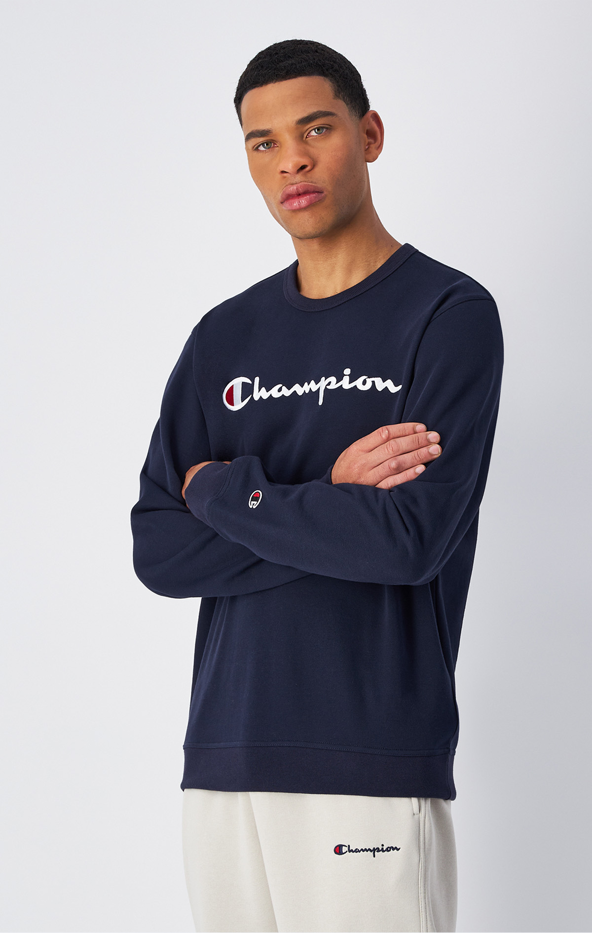 Icons Erkek Gri Slim Fit Crewneck Sweatshirt | Champion Türkiye