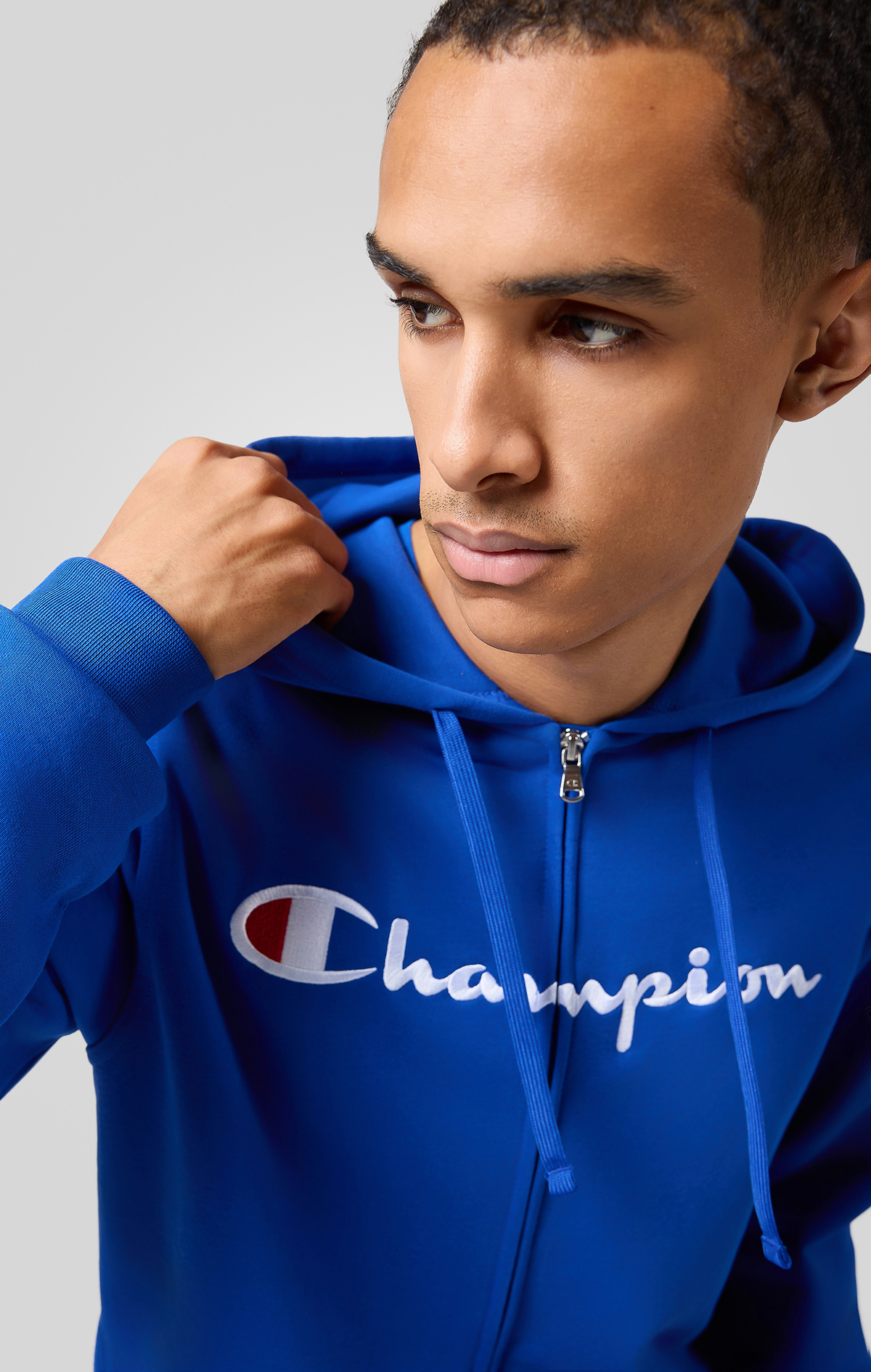 Icons Erkek Gri Slim Fit Full Zip Hoodie Sweatshirt | Champion Türkiye