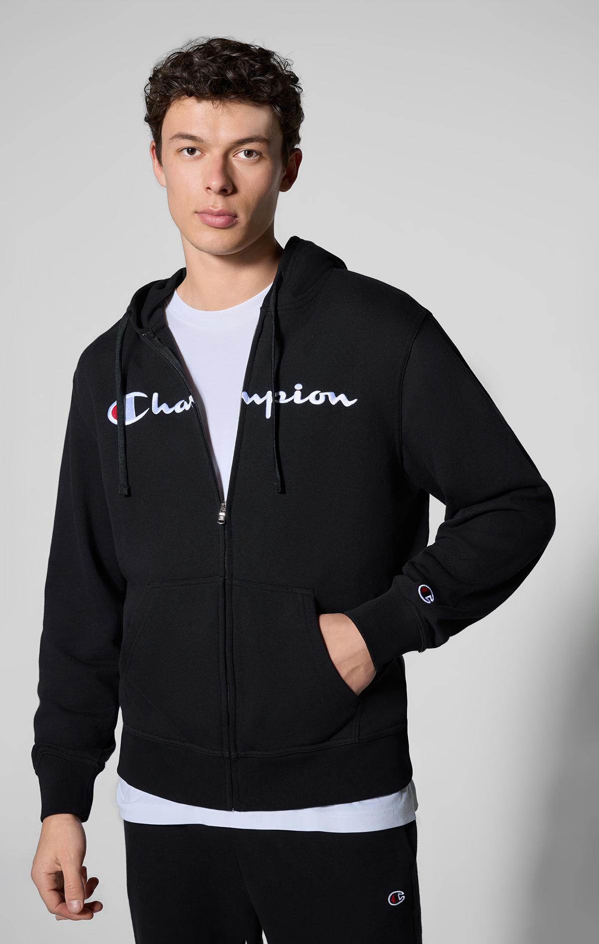 Siyah Full Zip Hoodie Sweatshirt | Champion Türkiye