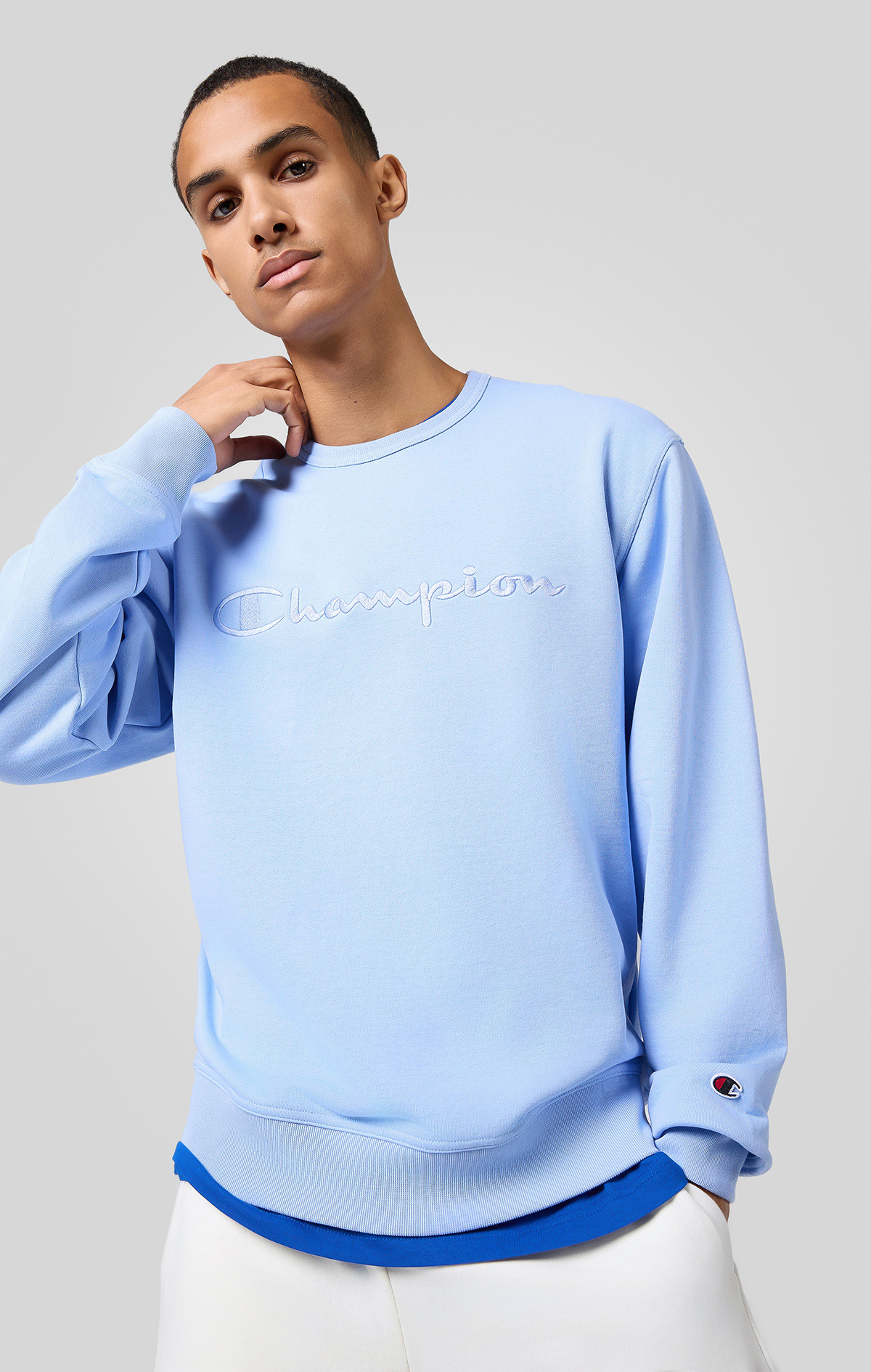 Icons Erkek Mavi Standard Fit Crewneck Sweatshirt | Champion Türkiye