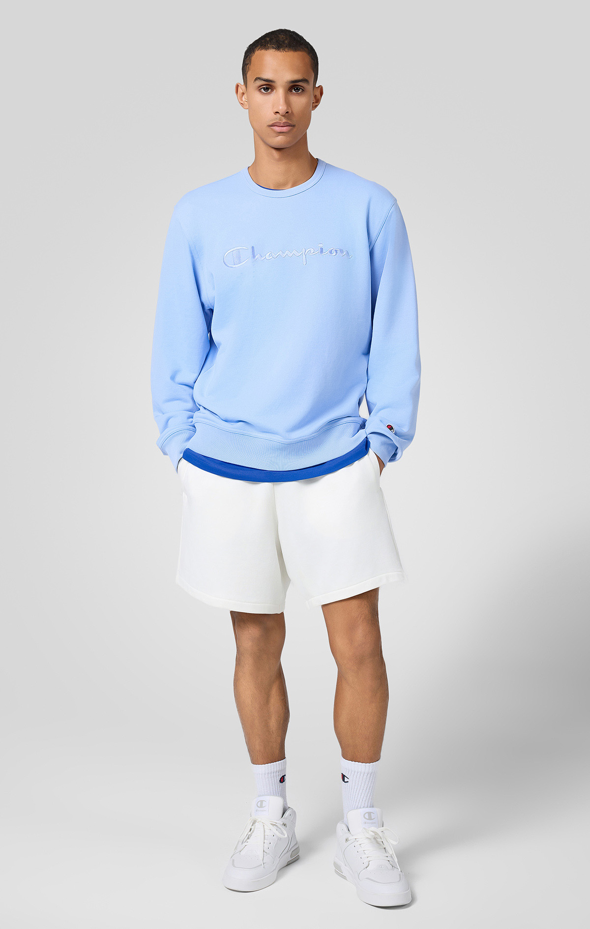 Icons Erkek Mavi Standard Fit Crewneck Sweatshirt | Champion Türkiye