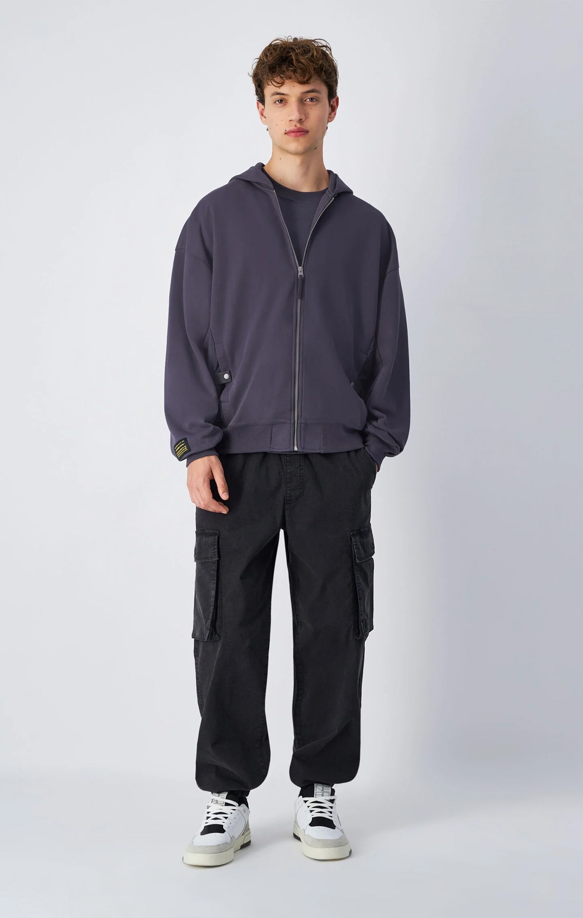 Desert Trip Erkek Gri Loose Fit Full Zip Hoodie Sweatshirt
