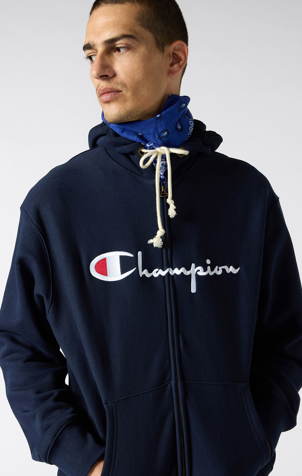 Reverse Weave Core Erkek Beyaz Standard Fit Full Zip Hoodie
