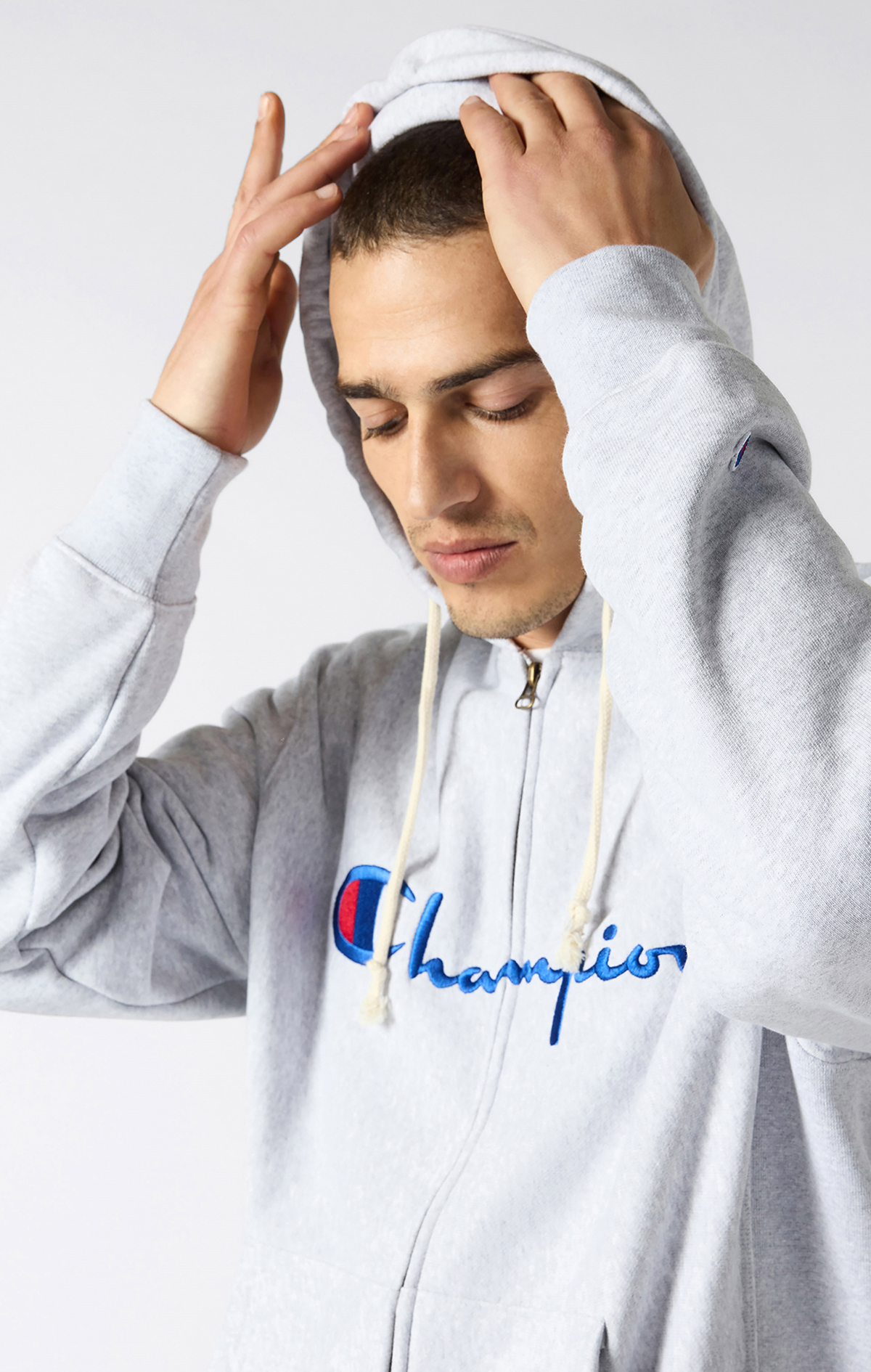 Reverse Weave Core Erkek Beyaz Standard Fit Full Zip Hoodie