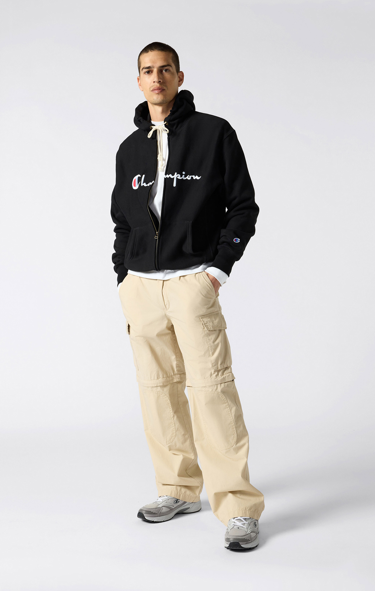 Reverse Weave Core Erkek Siyah Standard Fit Full Zip Hoodie