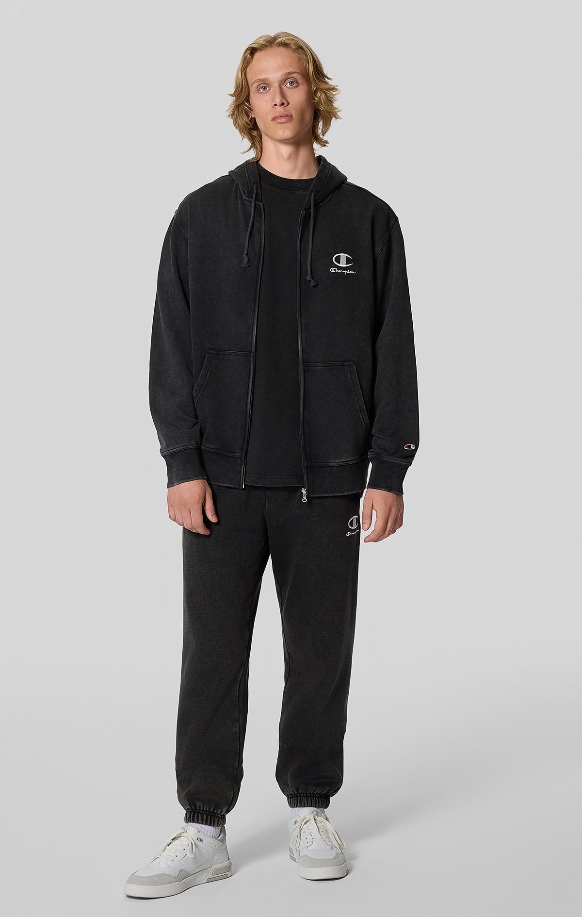 Icons Plush Wash Erkek Siyah Standard Fit Hooded Full Zip