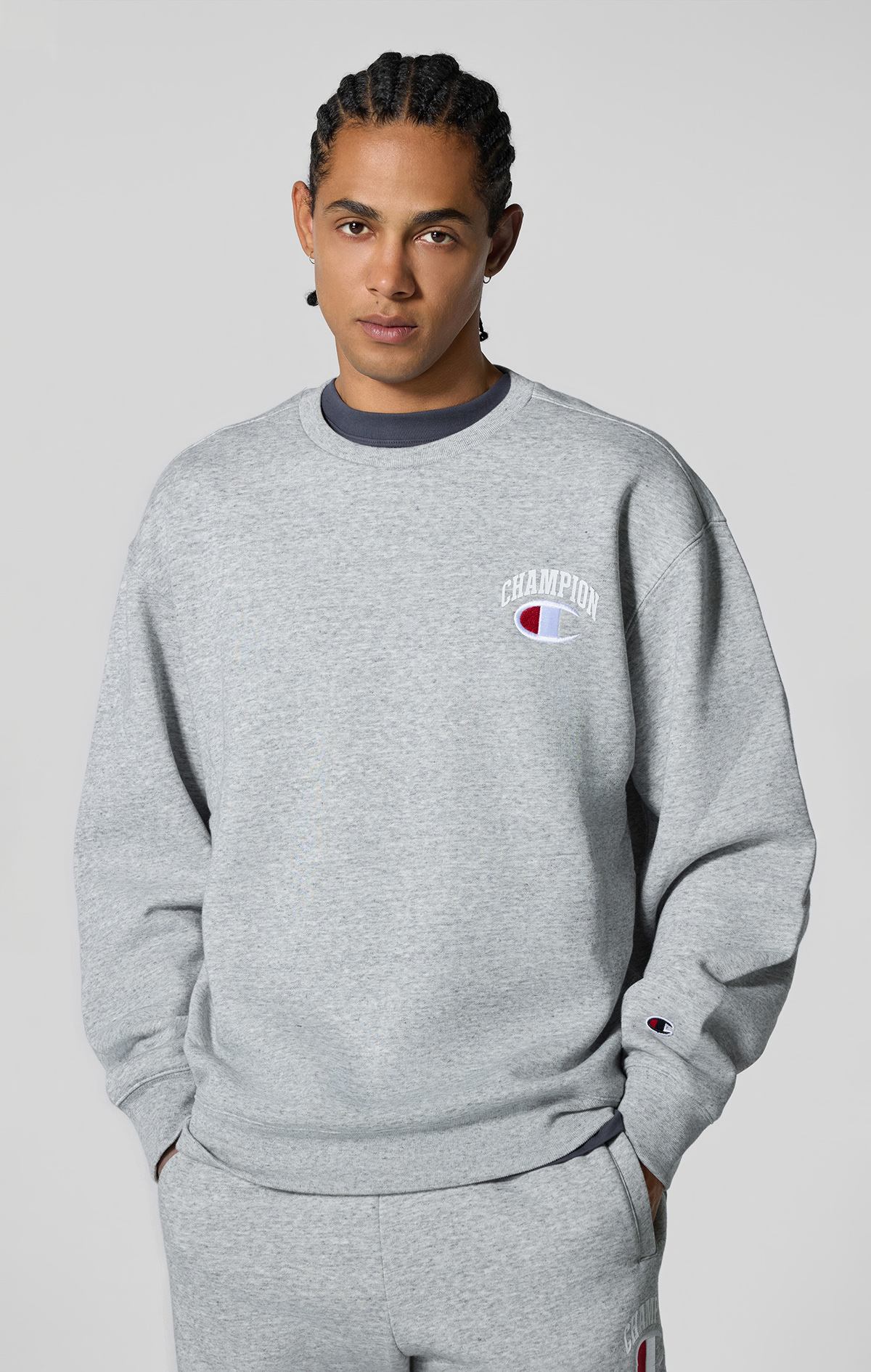 Street Varsity Erkek Gri Standard Fit Crewneck Sweatshirt