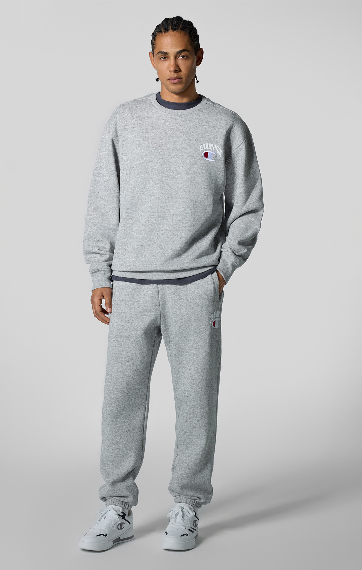 Street Varsity Erkek Gri Standard Fit Crewneck Sweatshirt