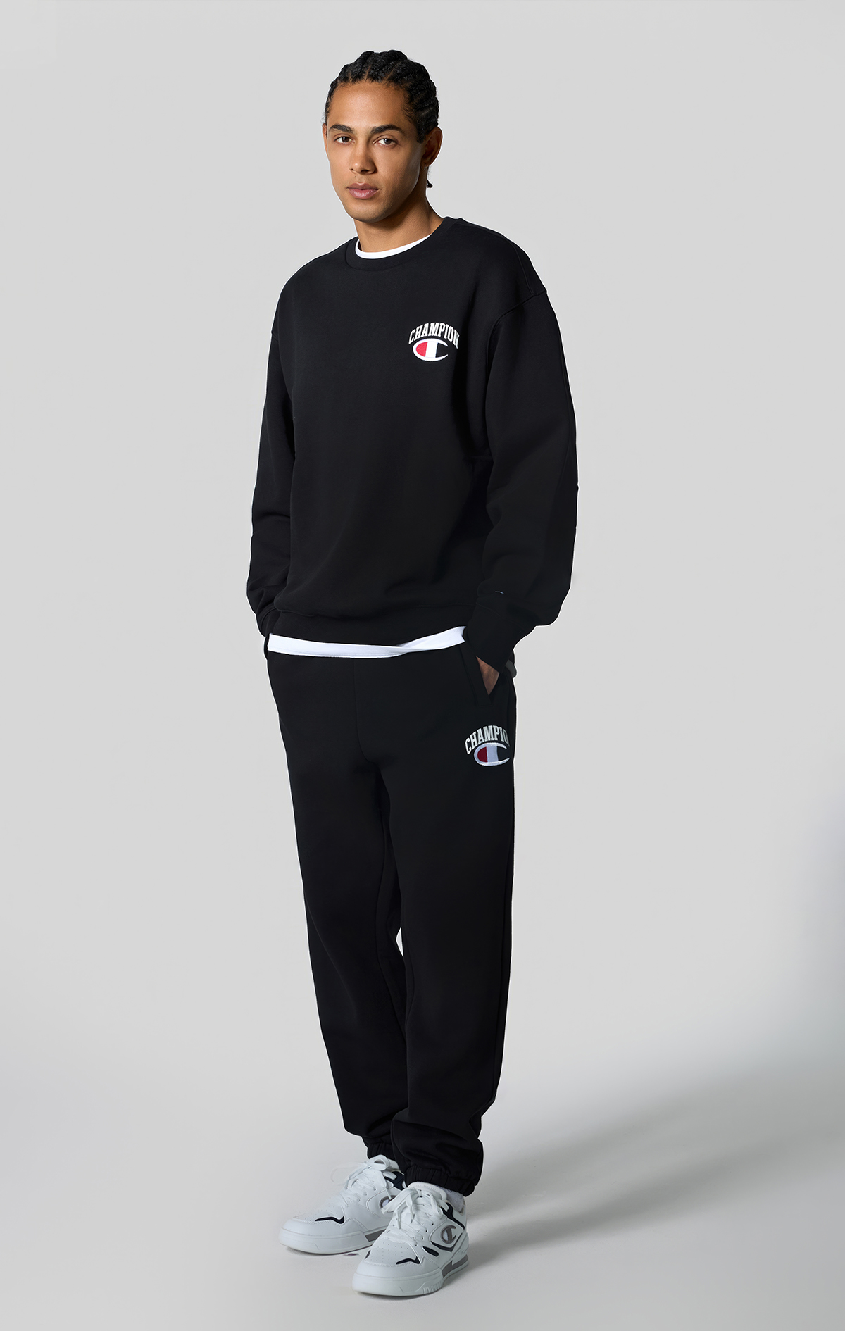 Street Varsity Erkek Siyah Standard Fit Elastic Cuff Pants