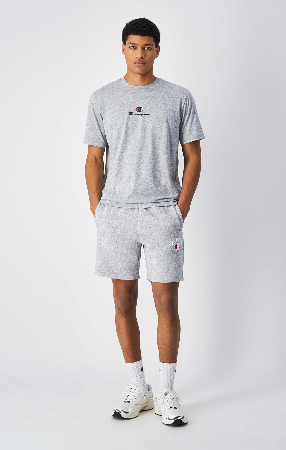 Street Varsity Erkek Gri Standard Fit Shorts | Champion Türkiye