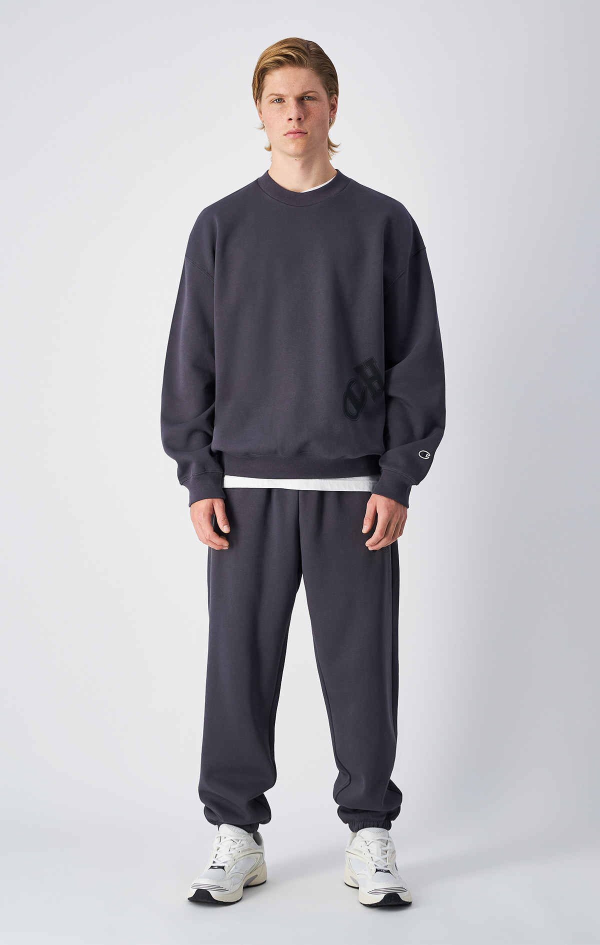 Urban Contemporary Erkek Siyah Loose Fit Crewneck Sweatshirt