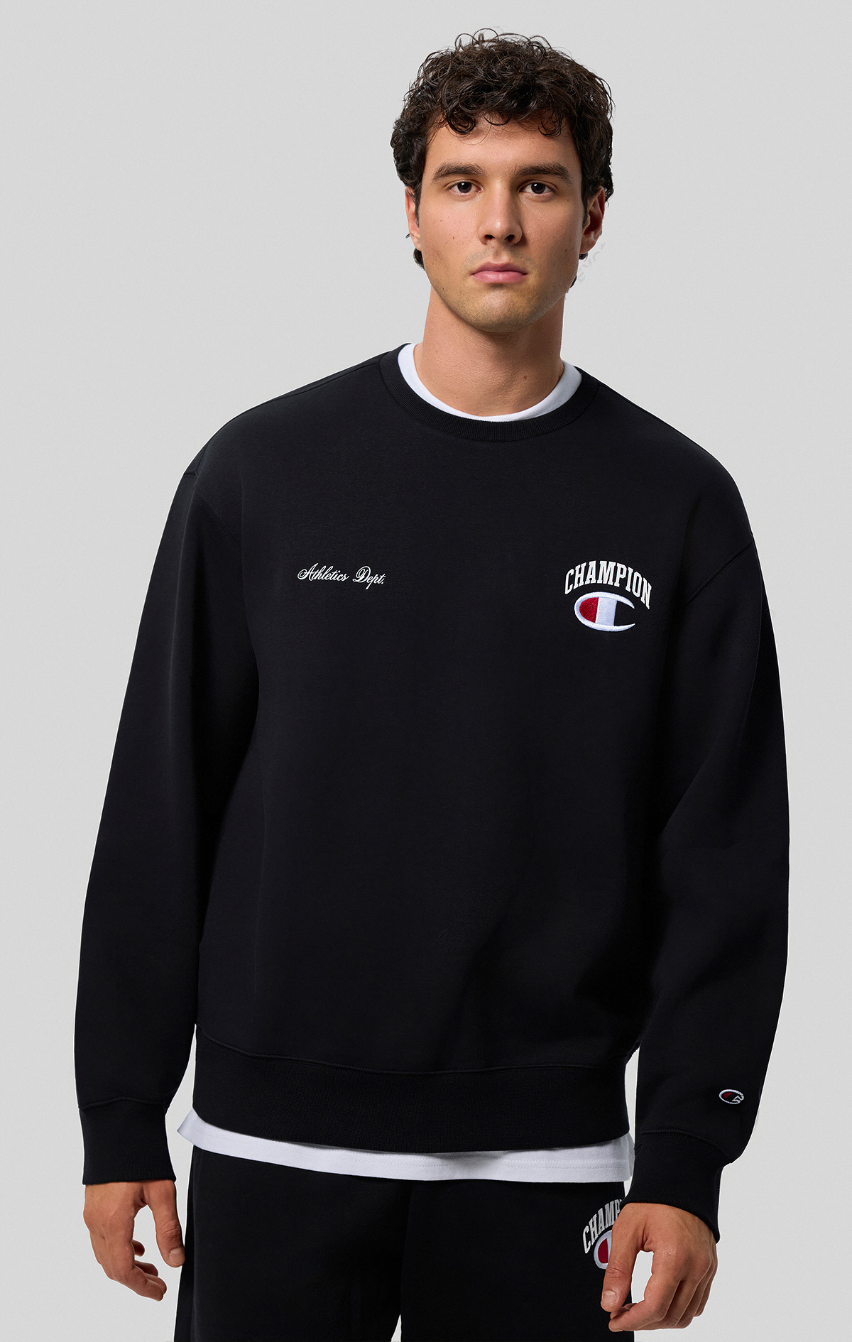 Street Varsity Erkek Siyah Standard Fit Crewneck Sweatshirt