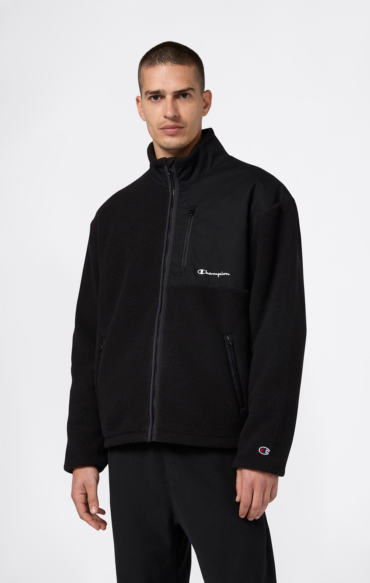Polar Erkek Siyah Loose Fit Full Zip Top | Champion Türkiye