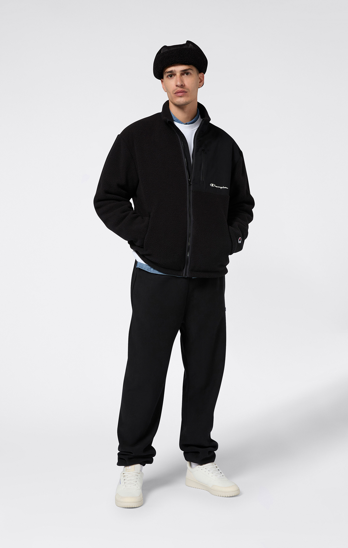 Polar Erkek Siyah Loose Fit Full Zip Top | Champion Türkiye