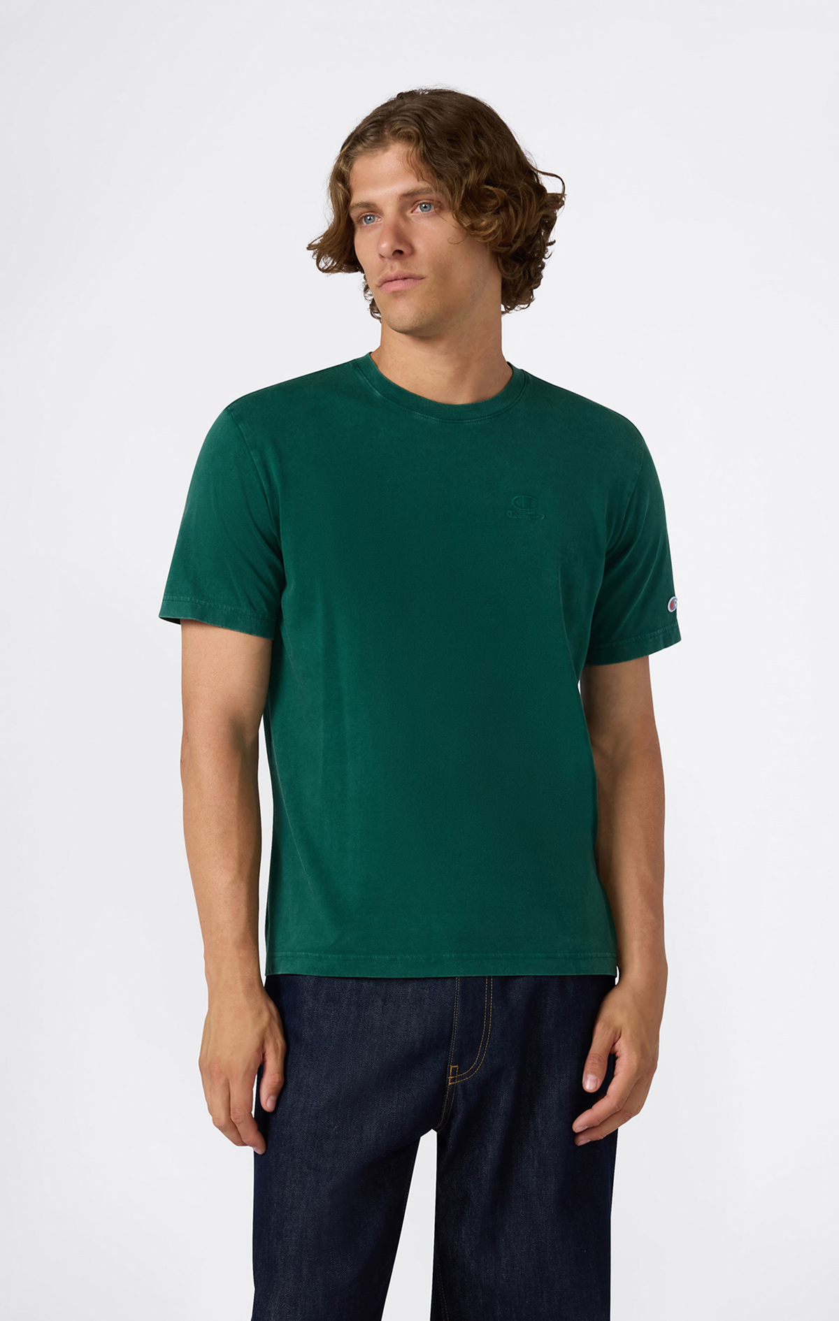 Icons Plush Wash Erkek Yeşil Relax Fit Short-Sleeve Tee | Champion