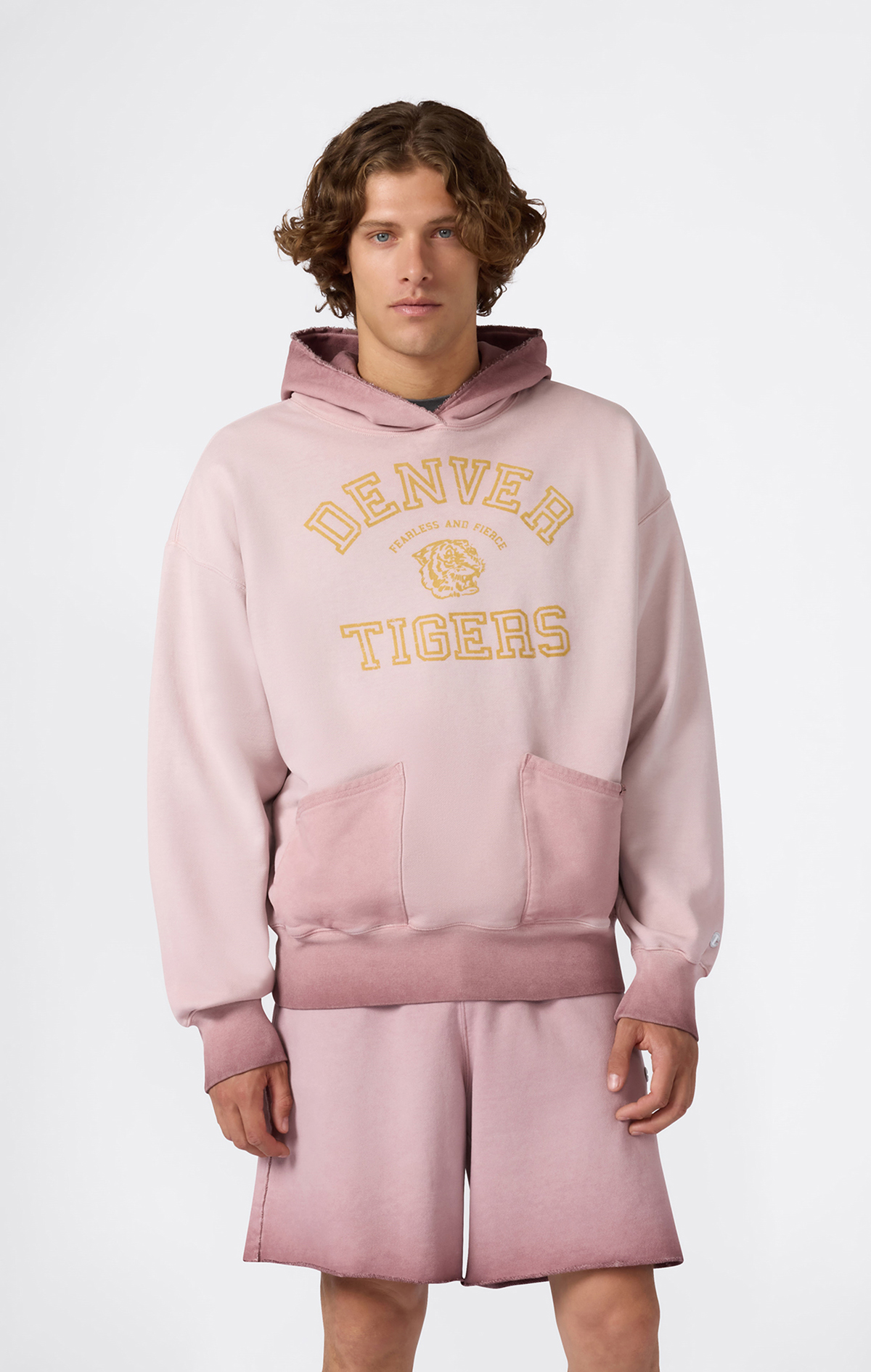 Time Capsule Erkek Pembe Loose Fit Hooded Sweatshirt | Champion