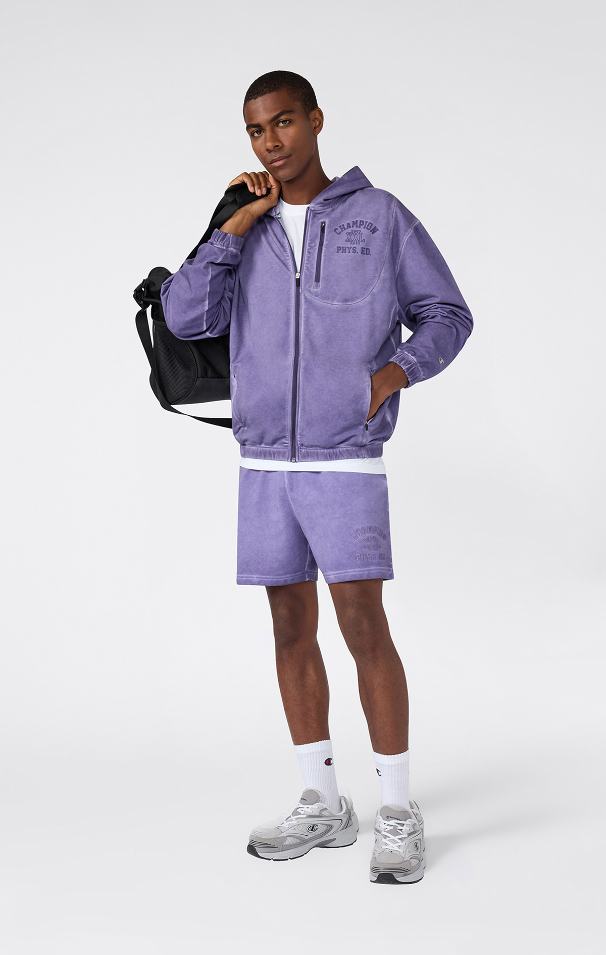 Athletics Erkek Gri Relax Fit Full Zip Hoodie Sweatshirt