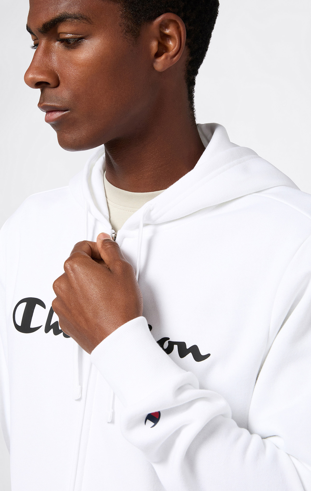 Icons Erkek Beyaz Standard Fit Full Zip Hoodie Sweatshirt