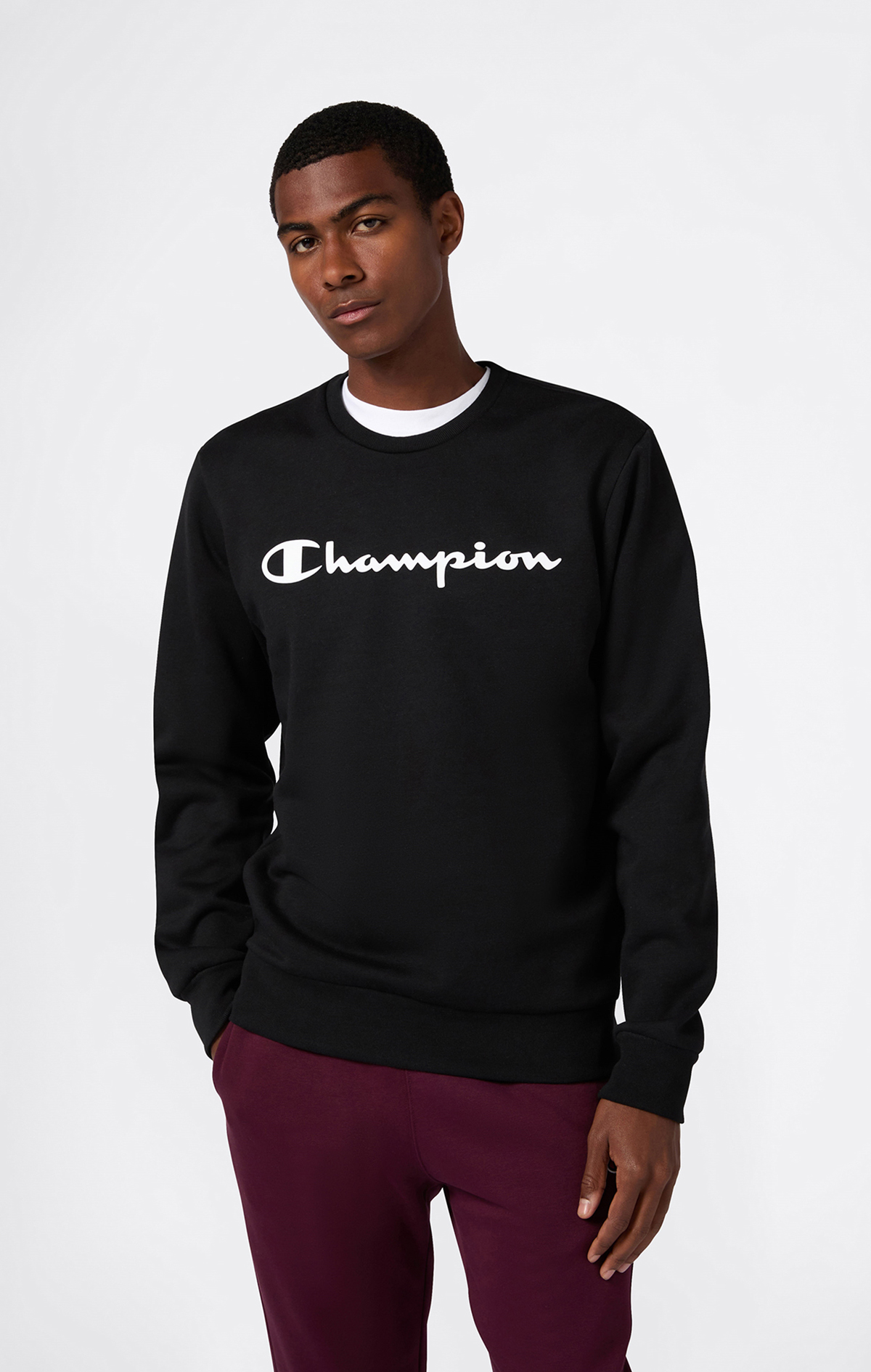 Script Shop Erkek Siyah Standard Fit Crewneck Sweatshirt