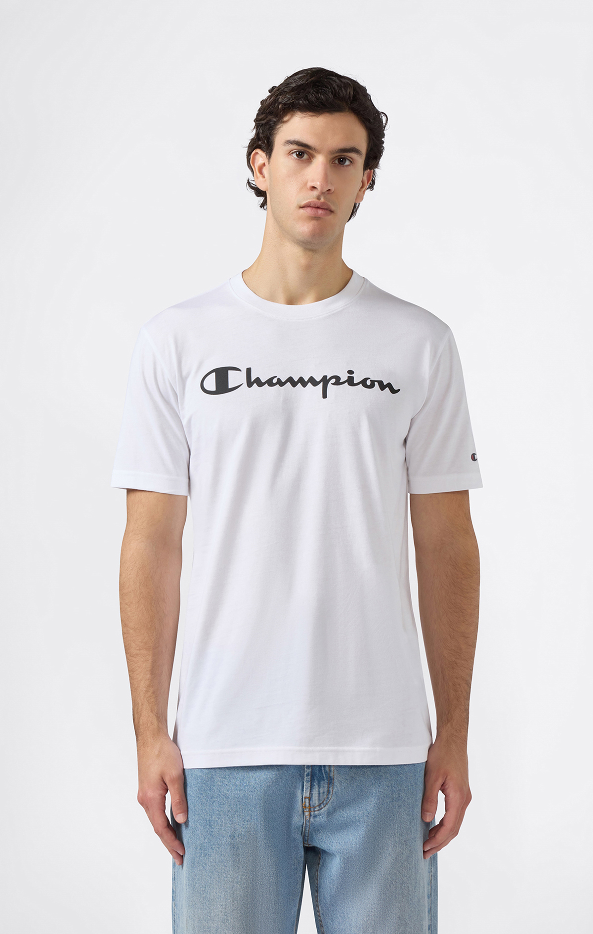 Script Shop Erkek Beyaz Standard Fit Short-Sleeve Tee | Champion