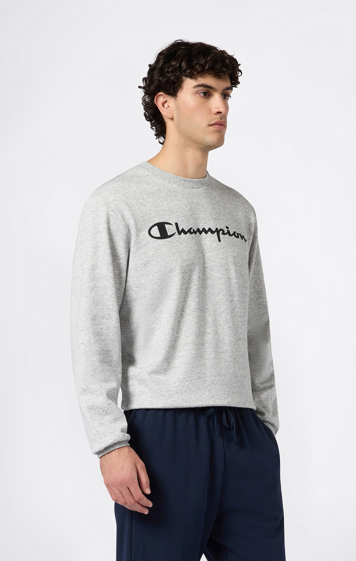 Script Shop Erkek Gri Standard Fit Crewneck Sweatshirt | Champion